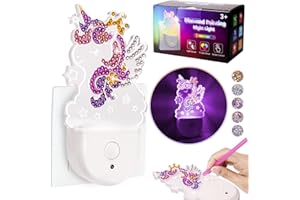 OSIKAY Unicorn Gifts for 5 6 7 8 9 10 11 Year Old Girls Night Light Arts and Crafts for Kids Age 5+ Diamond Painting Set Horse Craft Kit DIY Night Light Plug in Wall Girls Birthday Present Toys for Kids