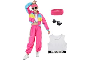 Ezuwail Hip hop Kostüm Kinder, Hip Hop Outfit Mädchen, 5-Pcs Tanzkleidung, Moderne Jazz Team Performance, Jacke Hosen Set