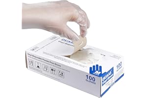 OKIAAS Vinyl Gloves(100PCS) Non Latex, Touch Screen|Examination|Kitchen Food Prep Safe|Plastic Household Washing Up Gloves Men Women Medium