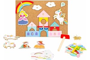Small Foot 11571 Unicorn Hammering Game made of wood and cork, with unicorn and princess motifs, for ages 6 years and up