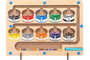 PTBWS Magnete Labirinto in Legno,Labirinto Magnetico di Colori e Numeri Gioco di smistamento,Magnetico Colore e Numero Labirinto,Educativi Montessori Regalo per Bambini 2 3 4 5 6 Anni