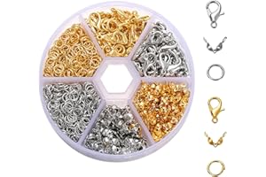 JJHXM Lot de 370 fermoirs collier et bracelet qualité, mousquetons kit, pour fabrication de bijoux Perlage, DIY (Argent, Or)