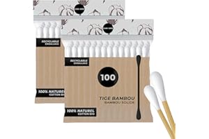 Coton Tige 2x100 - Candore - Batonnet Bambou Plus Solide, Tête en Coton Douce - Biodégradable