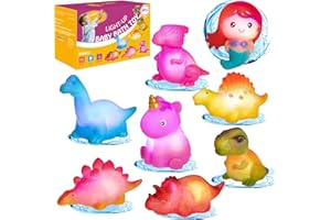 HOYIBO Baby Bath Toys - 8 Pack Bathtub Toys Toddler Bath Toys with Colorful Flashes Lights Water Toys for Toddlers Floating Light Up Bath Toy for Kids 3-5 Boys Girls Toddler Gifts