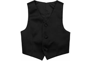 iiniim Boys V-neck Tuxedo Suit Formal Vest Satin Floral Dress Waistcoat Page Boy Outfit Christening Tops Coat