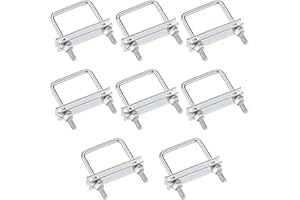 HOLAHOLA 8 Pezzi Bulloni M6 Bulloni a U 80 x 50 mm Bullone a U Quadrati Bulloni U con Dado Flangiato e Piastra Acciaio Inox 304 Per Tubo Dell'Acqua Fisso
