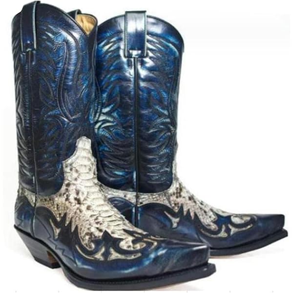 MWyanlan Heren westerse cowboylaars vintage vierkante kop ridderlaars heren hoge hulp landelijke stijl werklaars lente herfst wandelen trekking jacht, bruin, 45, Bruin, 45 EU