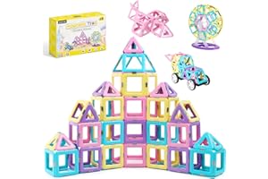 ECHOCUBE Magnetyczne klocki konstrukcyjne, 70 PCS Zestaw magnetycznych płytek konstrukcyjnych dla dzieci, edukacyjne zabawki magnetyczne Prezent urodzinowy dla ponad 3-letnich chłopców i dziewcząt