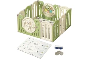 Gcarebb Parc Bebe Pliable, XXL Parc Enfant Modulable Avec Parc Enfant, Verrouillage de Sécurité, Forme Réglable, Tapis de Jeu, Rangement Pliable, Antidérapant, Barriere Bebe (10 14 16 18 Panneaux)