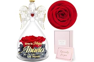 Sunia Regalos Abuela,La Rosa Eterna Ángel Lleva Impreso Eres la Mejor Abuela del Mundo,Flores Eternas con Figura de Ángel,Regalos Abuela Originales,Regalos Abuela Cumpleaños,Regalos Dia de la Abuela