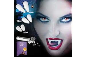 TSUPERU Vampire Teeth for Kids Vampire Fangs Adult Fake Fangs Teeth Halloween Party Bag Fillers Cosplay Accessories, Werewolf Halloween activities for Kid Vampires Costumes Decorations 3 Pairs Fangs with Glue