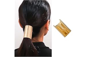 Dervivea Oro De Metal Cola De Caballo Gancho De Pelo Brazalete Minimalista Gran Cilindro Brazalete De Pelo Cola De Caballo Titular Brazalete De Pelo Clip Punk Cola Larga Brazalete De Pelo Ganchos