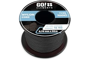 ‎GO!ELEMENTS GO!elements Nano Cord | Maurerschnur | filigran, dünn & extrem stabil | 100% Nylon Seil | ø 0,75mm - Kernlos - Max. 16 KG - reißfest | Reepschnur für DIY, Camping | Nylonschnur | Kordel