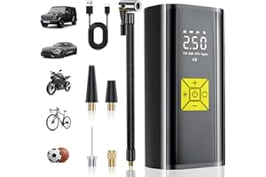 QUALITY PARK Compresseur à Air Portatif,Mini Compresseur a Air Portatif 4000mAh, Pompe a 150 PSI Gonfleur Velo avec Écran Digital et Lumières LED,pour Voiture Rechargeable pour Vélo, Moto, Scoote, Balle
