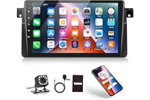 CAMECHO Android 13 Autoraido para BMW E46 (1999-2005), Doble DIN Pantalla de 9 Pulgadas con iOS/Android Mirror Link Bluetooth Manos Libres WiFi FM/RDS Radio EQ Cámara de Visión Trasera