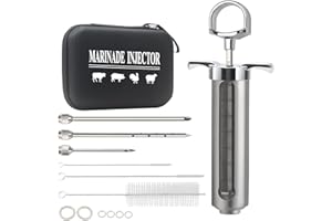 YoHold Seringue Alimentaire, seringue d'injection de Marinade, injecteur de Viande avec 3 Aiguilles Professionnelles pour Fumeur, Grill, Barbecue, Dinde, Boeuf - 2 onces, avec étui de Rangement