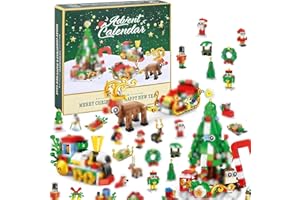 YongSral Calendario dell'Avvento Blocchi, Calendario Avvento Bambini, 24 Scatole Blocchi con Albero di Natale e Trenino, Calendario Avvento Giocattolo, Regali di Natale per Ragazzi e Ragazze