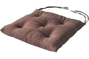 SOFTILLO Chair Cushion With Ties Seat Pad For Dining Chairs Kitchen Thick Italian Fabric Garden Tie On Square Comfortable Indoor Outdoor Seat Pad Cushion Living Room Patio Garden Office Shop Brown