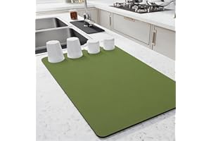 CLVEDU Dish Drying Mat Coffee Mat, Super Absorbent Drying Mat, Hide Stain Rubber Backed Absorbent Dish Mat for Kitchen Counter Coffee Machine, 12"x16", Green