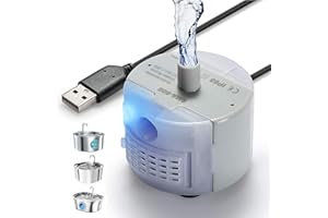 Ersatzpumpe für Katzenbrunnen, Homrich Haustier Wasserpumpe Trinkbrunnenpumpe für 3.2L Edelstahl Trinkbrunnen Katzentrinkbrunnen, DC5V 1.5W Verbrauchsarme Pumpe mit LED-Licht, USB-Kabel, Super Leise