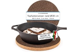 Cleverbrand Rund värmebeständig korkunderlägg för kastruller och stekpannor, diameter 30 cm, Design: Sandwich