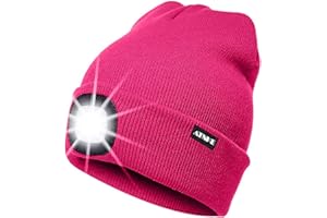 ATNKE LED Cappello Illuminato Berretto,USB Ricaricabile Cappello da Corsa 4 LED Impermeabile Luce Invernale Calda Lampada Frontale Regali per Uomo e Donna