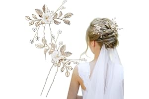 Broche Cheveux Mariage Perle Bijoux Gloryit 2 Pcs Mariage Peigne à Cheveux Mariée, Mariée Broche Cheveux Mariag,Accessoires de Cheveux pour Femmes, Pinces à Cheveux 1 Paire (Or)