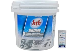 HEXAGON PISCINE ET SPA HTH Brom-Tabletten 20 g – 5 kg | Langsames Brom – Regelmäßige Desinfektion – langsam löslich + 10 HPS-Tests gratis 6 in 1