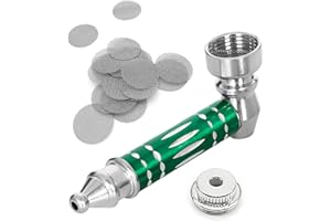 DONJIM Mini Pipa de Tabaco para Fumar en Verde, Pipa para Fumar Tabaco Desmontable con 20 Filtros de Pantalla de Acero Inoxidable, Portátil Pipa de Bolsillo Como Regalo para Padre Abuelo