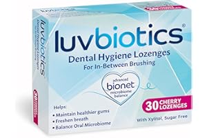 Luv Biotics Dental Probiotics Sugar Free Cherry Lozenges with Xylitol & Aloe Vera for Bad Breath, Halitosis, Gum Health, Dry Mouth & Oral Care – 30 Lozenges