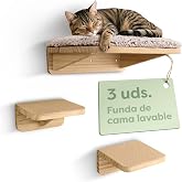 Knupis Beige Cat Wall Shelf - Cat Bed &amp; 2 Stairs Pine | Load capacity up to 30 kg, FSC certified solid pine, chip-free edges,