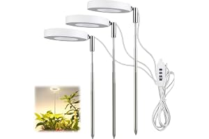 Guangyu 3 huvuden, LED-växtlampa, komplett spektrum, 48 LED, justerbar höjd växtlampa med automatisk timer, 3 000–6 000 K, me