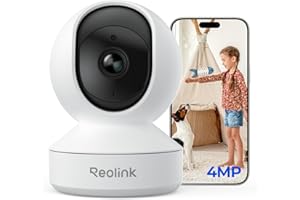 Reolink 2K Überwachungskamera Innen, 360°-Ansicht Indoor Kamera WLAN mit Auto-Tracking, Baby Monitor mit Personen-/Tier-/Weinen-Erkennung, 2,4 GHz Wi-Fi, Privatmodus, 2-Wege-Audio, E1 4MP