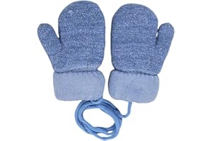 FUGLUS Mitones para Niños, Guantes de Bebé para Niños de 1 a 2 Años, Guantes de Punto con Cuerda para Invierno, Guantes de Lana para Niños Pequeños