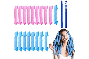 URAQT Bigoudi Bigoudis, 18pcs DIY Magic Hair Waves Curls Boucles Boucles en Spirale Sans Chaleur Bigoudis Kit de Coiffure avec Crochets de Coiffage pour Femmes, Filles, Cheveux Courts,Moyens, Longs