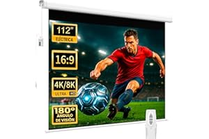 LUX-SCREEN Pantalla de proyeccion electrica Luxscreen de 112" Dimensiones de la Tela 2 x 2 Metros y cajetín de Acero 223 cm, Tela Blanco Mate con Ganancia de Brillo 1.1, Incluye Mando a Distancia