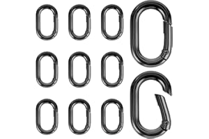 DIVINA VITAE 10 mini mosquetones negros de 2,5 cm, anillos de resorte ovalados, hebilla de resorte para mochila y colgante