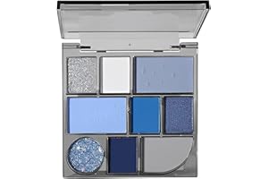 HERBENJOY Eyeshadow Palette Matte Blue Pallets 9 Eye Shadow Shades Glitter Navy Blue Makeup Set,Intense Color,Blendable Pressed Pigment Eyeshadow For Women Girls Gift (Blue)
