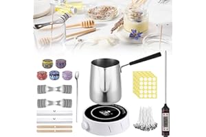 PEALOV Kit De Fabricación De Velas Perfumadas,Con Placa Calefactora Electrónica,Separar Máquina Para Fundir Cera Con Mango Anti-Quemaduras,Incluye Placa Caliente,Mechas Para Velas,Termómetro