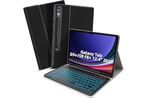 XIWMIX Samsung Galaxy Tab S9+ / S9 FE+ Case with Keyboard 12.4 inch 2023,Case Cover with Detachable Wireless Backlit Keyboard for Samsung Tab S9 Plus/S9 FE Plus 12.4" SM-X810/X816B/X818U SM-X610/X616B