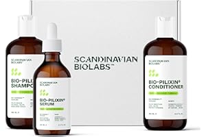 Scandinavian Biolabs Routine capillaire pour favoriser la pousse des cheveux, pour femme | Shampoing fortifiant pour cheveux, après-shampoing, sérum pour la pousse des cheveux (Bio-Pilixin)