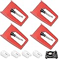 4 Pièces Diamant Platine Vinyle, Tourne Disque Aiguille avec Capuchon de Protection, Pointe Diamant pour Platine Vinyle Universelle, Accessoire de Remplacement pour la Lecture Audio Domestique