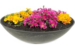 matches21 HOME & HOBBY Wetterfeste Pflanzschale für draussen in 25 cm - schwarz marmoriert als Blumenschale - Dekoschale