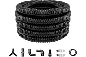 LONGRUN PVC-Wasserpfeife Teichschlauch Saugschlauch 1 zoll(25mm) schlauch 6.2M, Flexible PVC Teich Schlauch mit Rohrverschraubungen, UV-Beständig Pumpenschlauch Druckschlauch für Garten Teiche
