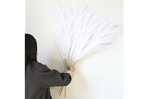 Larber 8 pcs Faux Pampas Grass 113CM, Soffice Erba Artificiale Pampas Falso Erba Pomposa per Vaso Home Wedding Decor (bianco)