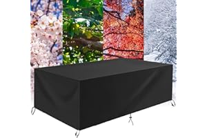 HNKDKJ Housse de Protection Salon de Jardin 185x115x70cm(LxWxH) Housse pour Meubles de Terrasse Résistance Anti-UV Imperméable Bâche Table Jardin Exterieur Rectangulaire Housse Salon de Jardin-Noir