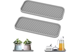 Belugsin 2 Pezzo Organizer per lavello Portaspugne in Silicone Organizer per Lavello da Cucina Tappetino Scolapiatti Silicone per Il lavello della Cucina per spugne (Grigio)
