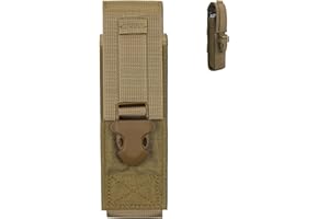 ZITUZY Funda para Linterna de Color Caqui, con Hebilla, Bolsillo para Linterna para cinturón, para Camping, Caza, Senderismo, montañismo, exploración (Caqui)