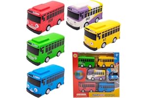 XINGPUBHD 5 PCS Bus Toy Truck,Bus Small Model Car Roles Cars Alloy Toy Vehicles Friction Powered Push Children Idea Play Transporter Vehicles for Kids Gifts Aged 4 Years and Older