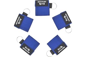 DZTSMART Beatmungsmaske Schlüsselanhänger,5 Stück CPR Maske Schlüsselanhänger Beatmungstuch,Taschenmaske für Erste Hilfe oder AED Training (Blau)